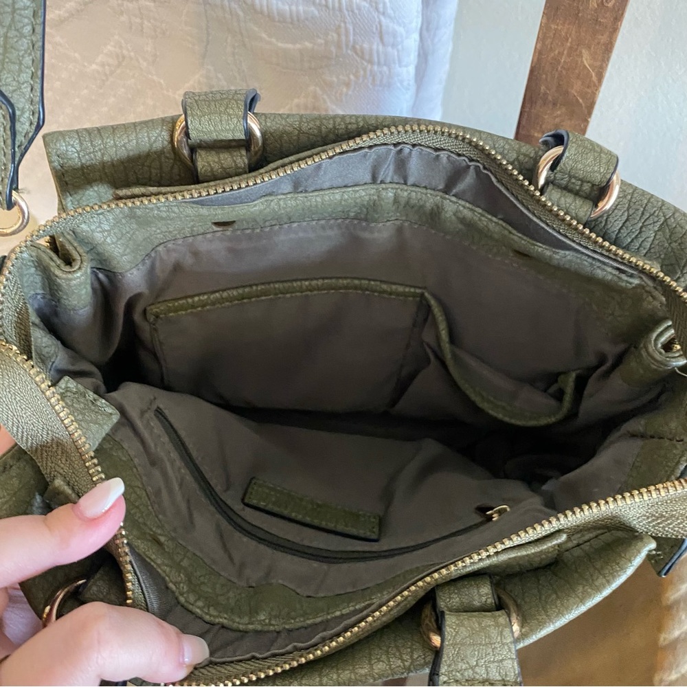 Free People olive green zipper detailed bohemian multi wear bag - Picture 8 of 10